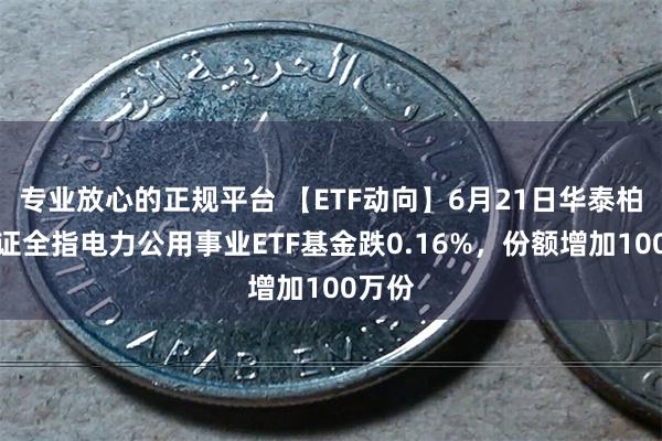 专业放心的正规平台 【ETF动向】6月21日华泰柏瑞中证全指电力公用事业ETF基金跌0.16%,份额增加100万份