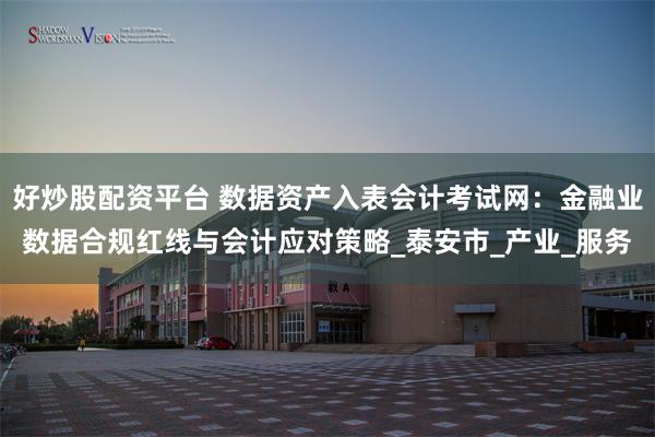 好炒股配资平台 数据资产入表会计考试网：金融业数据合规红线与会计应对策略_泰安市_产业_服务