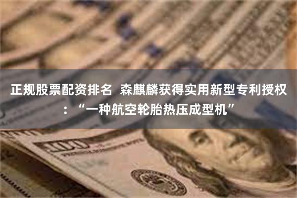 正规股票配资排名  森麒麟获得实用新型专利授权：“一种航空轮胎热压成型机”