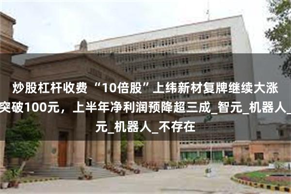 炒股杠杆收费 “10倍股”上纬新材复牌继续大涨，股价突破100元，上半年净利润预降超三成_智元_机器人_不存在